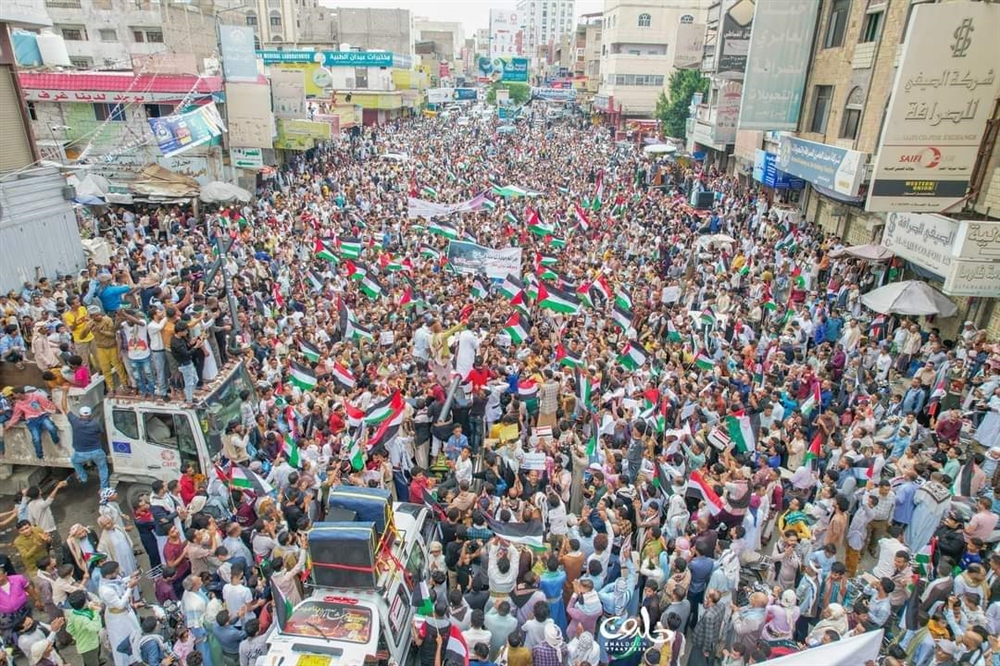 طوفان بشري في تعز ومدن يمنية دعمًا لفلسطين ورفضاً للعدوان على غزة